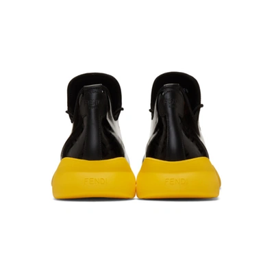 Shop Fendi Black & Yellow 'forever ' Runner Sneakers In F19m6 - Bla