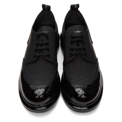 Shop Alexander Mcqueen Black Coated Hybrid Brogues In 1000 Black