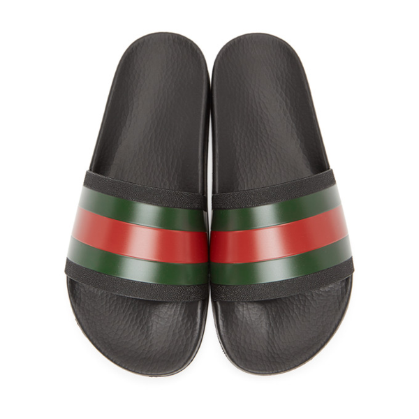 black gucci web slides