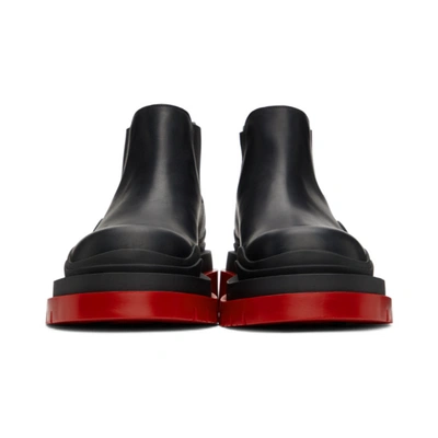 Shop Bottega Veneta Black & Red Low 'the Tire' Chelsea Boots In Black/red