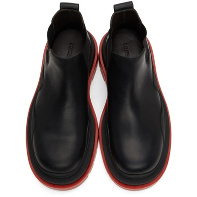 Shop Bottega Veneta Black & Red Low 'the Tire' Chelsea Boots In Black/red