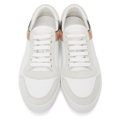Shop Burberry White Check Reeth Sneakers In Optic White
