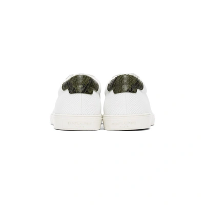Shop Saint Laurent White & Green Snake Andy Sneakers In 9462 White