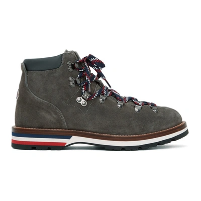 Shop Moncler Grey Suede Peak Boots In 927 Green