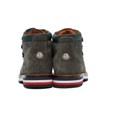 Shop Moncler Grey Suede Peak Boots In 927 Green