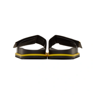 Shop Fendi Black And Yellow Bag Bugs Sandals In F036b - Bla