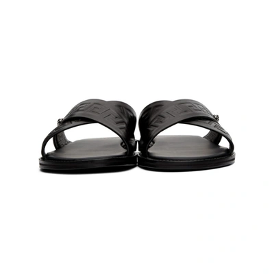 Shop Versace Black Leather Medusa Sandals In D41e Black