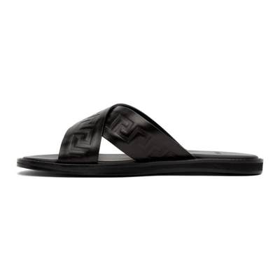 Shop Versace Black Leather Medusa Sandals In D41e Black