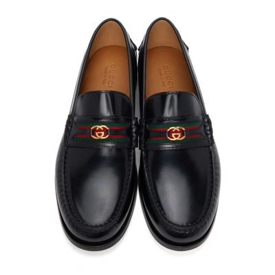 Shop Gucci Black Interlocking G Loafers In 1060 Black/
