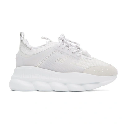 VERSACE: Chain Reaction sneakers in mesh and leather - White