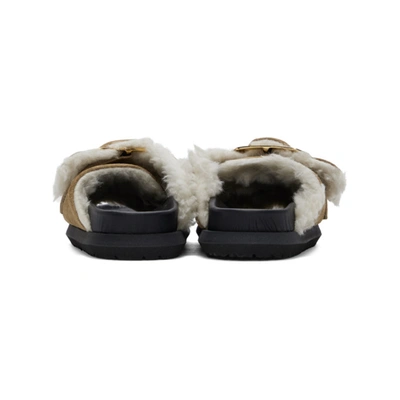 Shop Sacai Brown Faux-fur Sandals In Beige 651