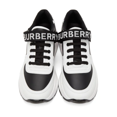 Shop Burberry White & Black Ronnie Sneakers In Blk/white