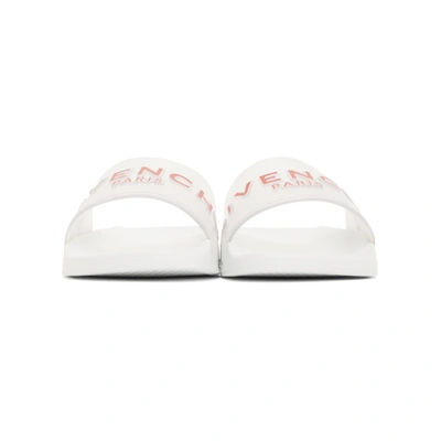 Shop Givenchy White Logo Slides In 112-white/r