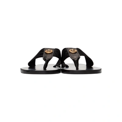 Shop Versace Black Greca Flip Flop Sandals In Kvo41 Black