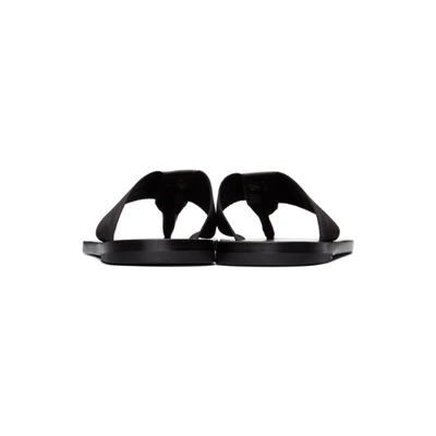 Shop Versace Black Greca Flip Flop Sandals In Kvo41 Black