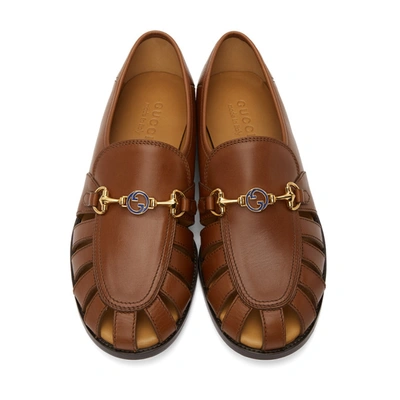 Shop Gucci Brown Interlocking G Horsebit Loafers In 2535 Brown