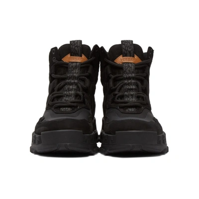 Shop Versace Black Nubuck Hiking Boots In D41 Black