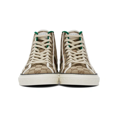 Shop Gucci Beige ' Tennis 1977' High-top Sneakers