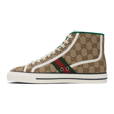 Shop Gucci Beige ' Tennis 1977' High-top Sneakers