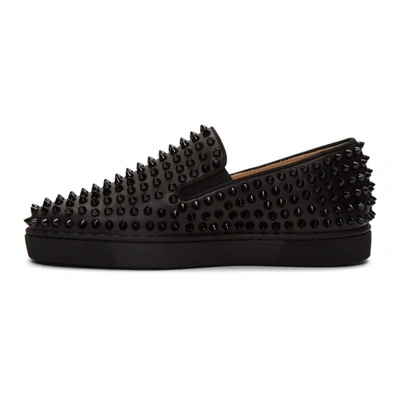 Shop Christian Louboutin Black Roller-boat Slip-on Sneakers In Cm53 Blkblk