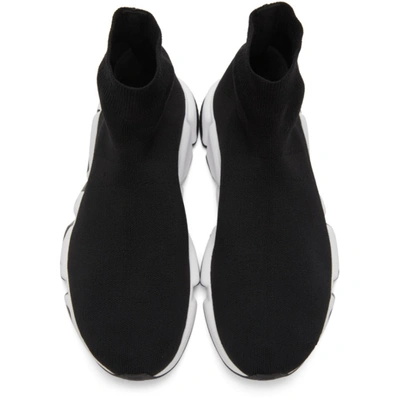 Shop Balenciaga Black & White Graffiti Sole Speed High-top Sneakers In Black/white/black