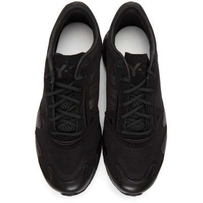 Shop Y-3 Black Rhisu Run Sneakers In Black/black