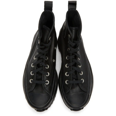 Shop Converse Black Leather Run Star Hike High-top Sneakers In Blk/almblk