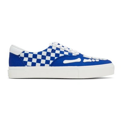 Shop Amiri Blue & White Checkered Skeleton Toe Sneakers