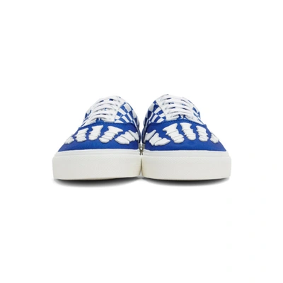 Shop Amiri Blue & White Checkered Skeleton Toe Sneakers