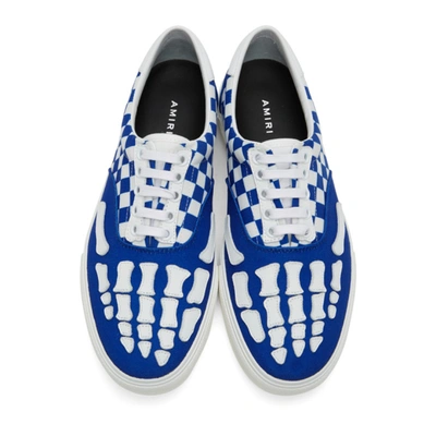 Shop Amiri Blue & White Checkered Skeleton Toe Sneakers