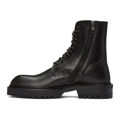 Shop Ann Demeulemeester Black Lace-up Combat Boots In Vitello Ner