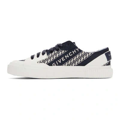 Shop Givenchy Navy Chain Tennis Light Sneakers In 411-navy/wh