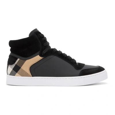 Shop Burberry Black House Check Reeth High-top Sneakers