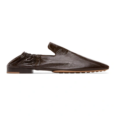 Shop Bottega Veneta Black Leather Square Toe Loafers In 2113 Fonden