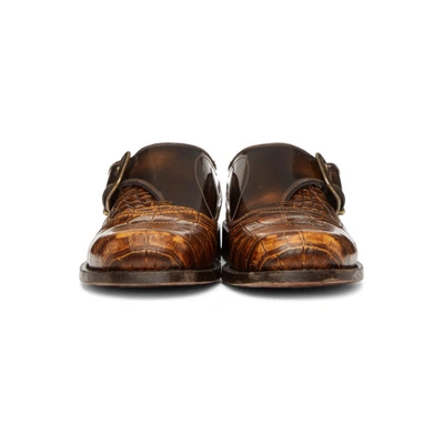 Shop Dries Van Noten Brown Leather Monkstrap Shoes In 703 Brown