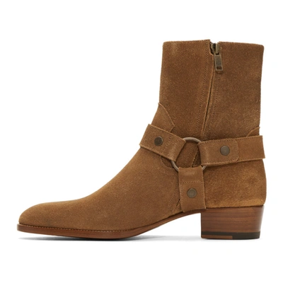 Shop Saint Laurent Brown Suede Wyatt Boots In 5710 Noiset