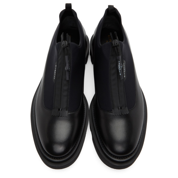 Givenchy Combat Derby Leather Zipup Shoes In 001black