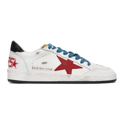 Shop Golden Goose White & Red Python Ball Star Sneakers In White/red/r