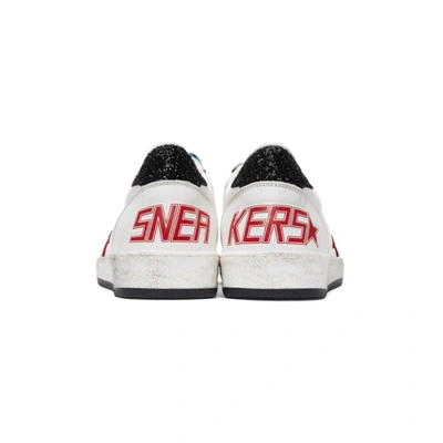 Shop Golden Goose White & Red Python Ball Star Sneakers In White/red/r