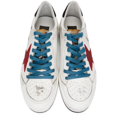 Shop Golden Goose White & Red Python Ball Star Sneakers In White/red/r