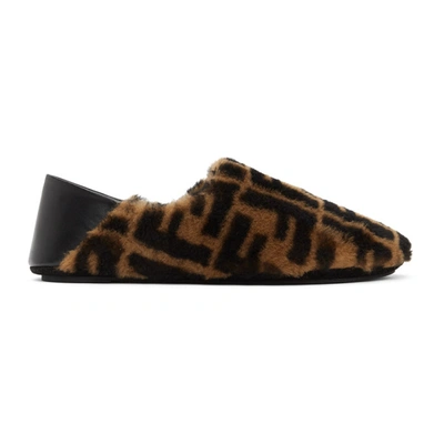 Shop Fendi Brown Shearling 'forever ' Loafers In F0r7r Tobac