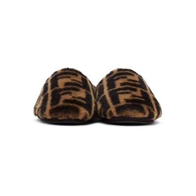 Shop Fendi Brown Shearling 'forever ' Loafers In F0r7r Tobac