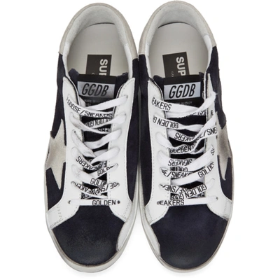 Shop Golden Goose Navy & Grey Superstar Sneakers In Night Blue/