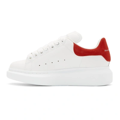 Alexander Mcqueen White Low Top Sneakers With Contrasting Heel With Embossed Logo Lettering In Leather Man In White