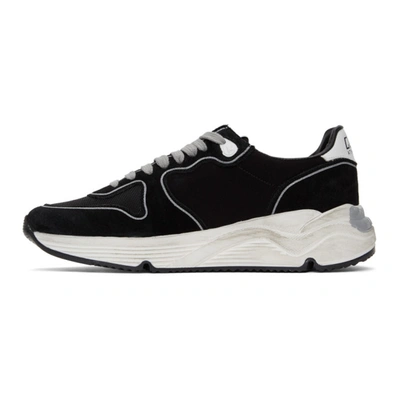 Shop Golden Goose Black & Silver Running Sole Sneakers In Black/silve