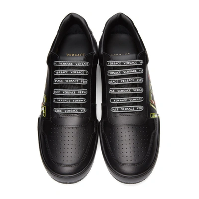 Shop Versace Black Floral Ilus Sneakers In D41m Black