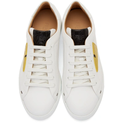 Shop Fendi White Leather Bag Bugs Sneakers In F183g - Whi