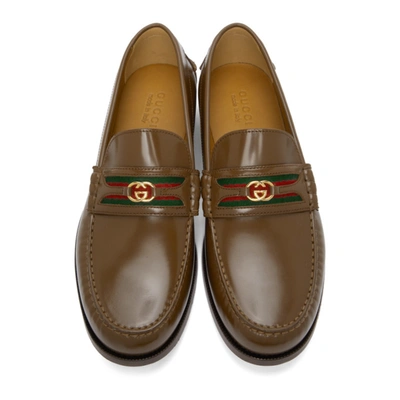 Shop Gucci Brown Interlocking G Loafers In 2362 Brown