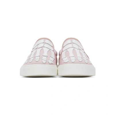 Shop Amiri Pink Checkered Skeleton Slip-on Sneakers In Pink/white