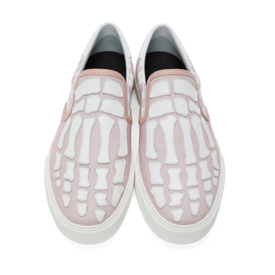 Shop Amiri Pink Checkered Skeleton Slip-on Sneakers In Pink/white